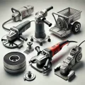 DALL·E 2025-02-23 20.39.18 - A high-quality thumbnail image of grinding machines on a white background. The equipment includes an angle grinder, a floor grinder, a belt sander, an